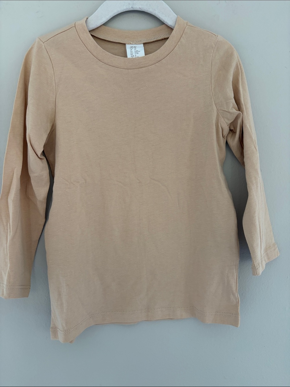 H&M Beige Long-Sleeve Crewneck Tee 3T